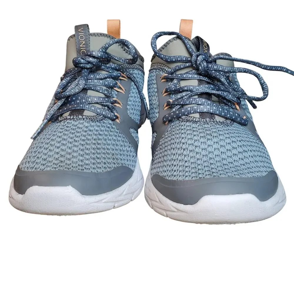 Vionic Alma Women’s 9.5 Blue Gray Cotton Textile Mesh Walking Shoes Orthotic